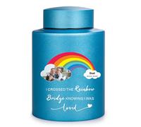 Rainbow Memorial Urn for Human & Pet Ashes - Personalized Cremation Keepsake with Photo, Unique Sympathy Gift