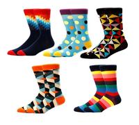 Rainbow Mens Socks 9-11 Multipack Funny Happy Novelty Socks for Women Men Silly Crazy Argyle Funky Colorful Fun Printed Designer Colored Crew Dress Soft Cotton Everyday Wear Comfy Gifts Idea for Dad