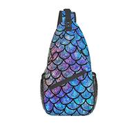 Rainbow Mermaid Scale Sling Bag Hiking Daypack Crossbody Shoulder Backpack Travel Chest Pack for Men Women