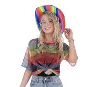 Smiffys Unisex Rainbow Mesh Top, Rainbow/Gay Pride Items Fancy Dress, Rainbow/Pride Dress Up Accessories