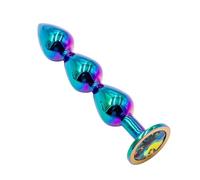Rainbow Metal Anal Plug with Gem Base Prostate Massager & G-Spot Stimulator | L