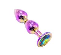 Rainbow Metal Anal Plug with Gem Base Prostate Massager & G-Spot Stimulator | M