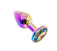 Rainbow Metal Anal Plug with Gem Base Prostate Massager & G-Spot Stimulator | S