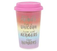Rainbow Metallic Thermal Travel Mug, Ceramic, Insulated Rubber Lid, H:13.50 x W:8.70 x D:11.30