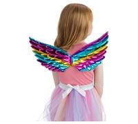 Smiffys Rainbow Metallic Unicorn Wings 40x20cm/16x8in, Girls Fancy Dress, Child Dress Up Accessories