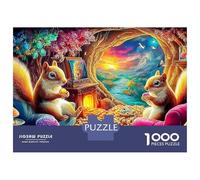 Rainbow Mice 1000 Pc Tear-Resistant Paper DIY Jigsaw Rabbit Treasure Cave Puzzle for Stress-Relief Seekers Logic Skill Puzzle Party Couple Activity 38x26cm/1000pcs