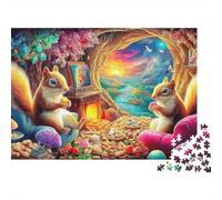 Rainbow Mice 1000 Pieces Recycled Board Squirrel Den Puzzles for Adults Mindfulness Activity Full Size Poster Collector's Box 52x38cm/1000pcs