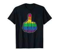 Rainbow Middle Finger - gay pride flag LGBTQ retro equality T-Shirt