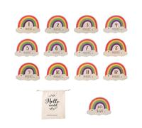 Rainbow Milestones Cards, Wooden Baby Monthly Milestones Cards, Marker Discs & Months Signs, Stylish Photo Props for Home Baby Decoration
