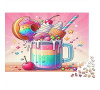 Rainbow Milkshake Dessert 1000pc Jigsaw Puzzle for Seniors Beautiful Decoration Puzzle After-school Activity Eco-friendly 38x26cm/1000pcs