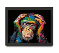 Rainbow Monkey Wall Art Colourful Monkey Print Framed Picture Street Art Poster A0 Poster on Canvas - Wall Art Home Decor Movie Poster Canvas Film Cinema Retro Vintage Cult Classic Nostargic Saga Mod