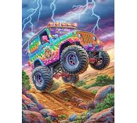 Rainbow Monster Truck in A Magical Glow 500 Piece Count Premium Jigsaw Puzzle Science Fiction Magical Dream Teen Fans 14-18 Yrs Ultra Difficult Leisure Adventure Valentines Gift Sturdy Paperboard 50