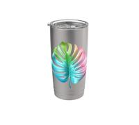 Rainbow Monstera Tropical Leaf Art Design Stainless Steel Insulated Tumbler