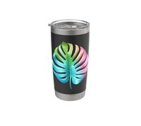 Rainbow Monstera Tropical Leaf Art Design Stainless Steel Insulated Tumbler