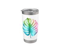 Rainbow Monstera Tropical Leaf Art Design Stainless Steel Insulated Tumbler