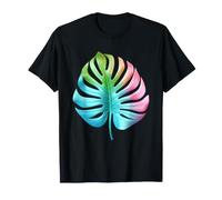 Rainbow Monstera Tropical Leaf Art Design T-Shirt