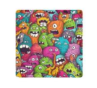 Rainbow Monsters Camera Wrap Cloth, Squares Magic Self-Adhesive Cloth for Lens Camera Anti-Scratch Lens Protector Makeup Wrap Cloth Bag 13.8" x 13.8"