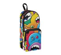 Rainbow Monsters Pencil Case, Big Capacity Pen Bag with Compartment Students Schoolbag Shape Stationery Organizer Pencil Pouch Marker Case for School Office Work