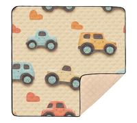 Rainbow Monsters Truck Car Terracotta Large Sturdy Baby Playmat for Floor Lightweight Padded Play Mat for Baby Toddler Infant, 50'' x 50''