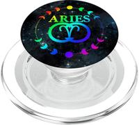 Rainbow Moon Cycle Aries Zodiac PopSockets PopGrip for MagSafe