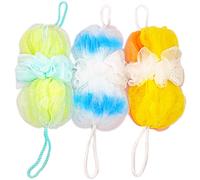 Rainbow Moon Loofah Sponge Luffas Shower Puff Pouf Ball Exfoliating Body Back Scrubber for Men&Women(3-Pack)