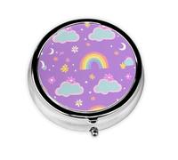 Rainbow Moon Small Pill Box 3 Compartment Portable Pill Box for Purse Pocket Cartoon Cloud Mini Medicine Organiser for Daily Vitamin Fish Oil Storage