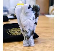 Rainbow Moonstone Crystal Guardian Angel Figurine - Hand-Carved 2 Inch Healing Stone for Reiki, Chakra Balancing, Meditation, Spiritual Decor for Sympathy, Birthday, Christmas