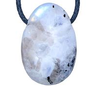 Rainbow Moonstone Drop Pendant Necklace Gemstone Healing Stone | Includes cotton ribbon and gemstone card, handmade unique item, ideal as a gift