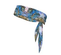 Rainbow Moonstone Elastic Head Tie Headband, Running Tennis Sports Workout Karate Sweatband for Men and Women