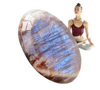 Rainbow Moonstone Gem - Natural Polished Crystal, Smooth Oval Cabochon, Handmade Energy Stones, Jewelry Making Supply, Healing Mineral | Versatile for Positive Reiki Meditation Crafting Accessories