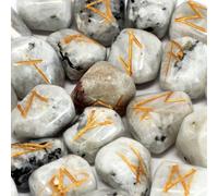 Rainbow Moonstone Rune Stone Set In Pouch - Mystical Divination Tools