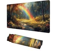 Rainbow Mouse Pad Gaming Mat Forest Mouse Mat Large, 900x500x3mm Extended Mousemat Gaming Mousepad, Non-Slip Desk Pad, Washable Mousemat, Desk Protector, for Office, Keyboard, Laptop, PC, f-12