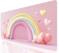 Rainbow Mouse Pad Large Mouse Mat Pink XXL 600 x 300 mm Gaming Keyboard Lmproved Precision and Speed, Mousepad With Stitched Edge Anti-Slip, Desk Mat Waterproof Rubber, Desk Pad for Laptopp a-2811