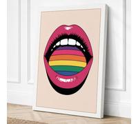 Rainbow Mouth Pop Art Canvas Wall Art Print 36x24 Inch (91 x 61 cm)