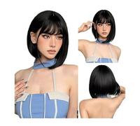 Rainbow Multi-Color Synthetic Wig For Daily Wear, Parties, Cosplay - Bob Hairstyle With Side Bangs(722-752-black)