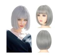 Rainbow Multi-Color Synthetic Wig For Daily Wear, Parties, Cosplay - Bob Hairstyle With Side Bangs(722-752-gray)
