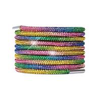 Rainbow Multi Colour 120cm/ 47 ''Long Round Rhinestone Crystal Glitter Sparkly Shoe laces, Ideal Shoelaces for Adult and Kids Dance Trainers, Shoes, Boots, Sneakers