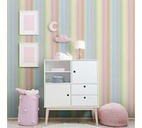 Rainbow Multi Coloured Wallpaper Striped Kids Pink Yellow Red Blue Arthouse Boho