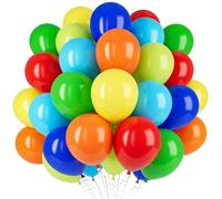Rainbow Multicolored Balloons, 100 Pack 10 Inch Thicken Assorted Colour Latex Balloons Party Decorations with 2 Rolls of Ribbons for Balloon Garland Arch Kid Birthday Anniversary Baby Shower Festival