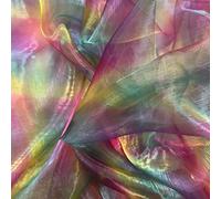 Rainbow Multicoloured Organza Voile Fabric Material Crafts Curtains Costumes Dress Making Bridal Wedding Backdrops Decorations Displays Draping | 59" - 150 cm Wide | Sold per Metre (Unicorn)