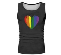 Rainbow Muscle Shirts Men's Tank Top LGBT Flag Gay Pride Month Tank Top Sports Vest Bodybuilding Underarm Shirts Streetwear Casual Tops Rainbow Printed Vest, black, 5XL