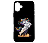 Rainbow Muscular Unicorn Cricket Power Hero Case for iPhone 16 Plus