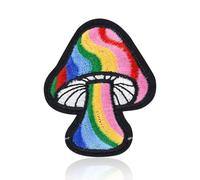 Rainbow Mushroom Patch, Cute Colorful 2.8x2.2 Embroidered Iron On/Sew On Applique for Backpack, Jacket, Hat, DIY Craft Decoration for Clothes, Shoes, Gifts, Fun Cartoon Fungi Patch for Girls, Teens