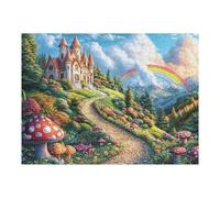 Rainbow Mushroom Path Rural Countryside Wild Nature 500 Piece Jigsaw Puzzle for Adults Vacation Souvenir Memory Keepsake No Dust Pieces Great Gift for Travelers 500 PCS