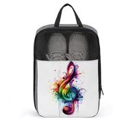 Rainbow Music Note Pattern Shoe Bag for Travel Daily Use Anti-dust Storage Carrier Golf Shoe Pouch