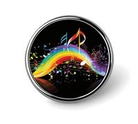 Rainbow Musical Note Melody Badges Decorative, Durable Aluminum Alloy Round Badge, Lightweight Button Brooch for Shirts, Jackets, Hats, Uniforms 1"