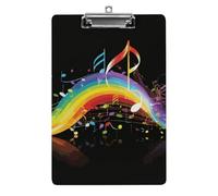 Rainbow Musical Note Melody Clipboard for Office, Home, Acrylic A4 Clipboard with Stainless Steel Hanging Holes, Durable Clipboards for Notes, Exams, Sheet Music 12.5" X 8.5"