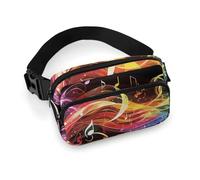Rainbow Musical Note Melody Fanny Pack for Women, Personalized Waist Bag with Multi-Pockets for Men, Belt Bag for Travel, Crossbody Bags with Zipper, Adjustable Bum Bags for Running