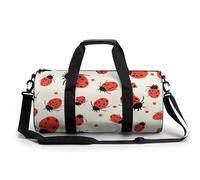 Rainbow Musical Note Melody Gym Bag Small Travel Duffle Bag with Compartment Carry On Weekender Bag for Women Men, Ladybugs Pattern Infinite Speckled, 17.7in/9in/9in