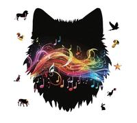 Rainbow Musical Note Melody Jigsaw Puzzle 175PCS Wolf Head Design Puzzle Wooden Jigsaw Puzzles for Adults Families